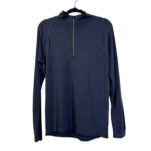 SMARTWOOL Base Layer MED Quarter Zip Merino Wool Top Pullover Contrasting Zipper
